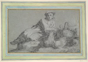 Garçon avec Deux Poules et un Panier