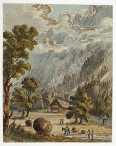Chalet et jardin au-dessous des Alpes (recto) ; Village et Glacier du Boissons, Chamix (verso) - Unknown