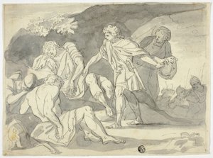 David coupe la jupe de la robe de Saül