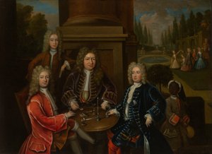 Elihu Yale assis à table avec le deuxième duc de Devonshire et Lord James Cavendish