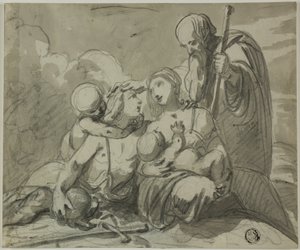 Sainte Famille avec un saint guerrier - Unknown