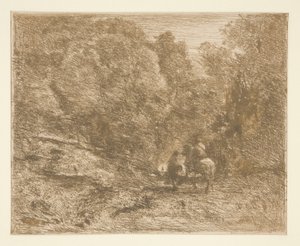 Le cavalier en forêt et le piéton - Unknown