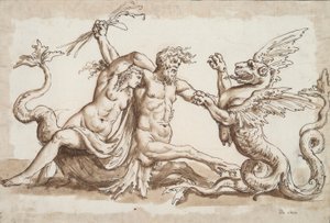 Néréide et Triton Combattant un Griffon
