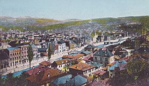 Carte postale représentant Sarajevo et le quai Appel
