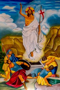 Fresque de la Résurrection dans la paroisse catholique de Cristo Risorto de Hedzranawoe, Lomé, Togo