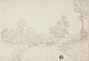 Route passant devant une maison dans un paysage