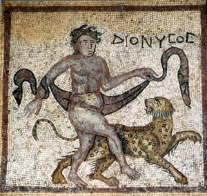 Mosaïque romaine, Dionysos avec panthère, 4e siècle