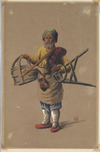 Homme russe (?) tenant un panier et un tabouret - Unknown