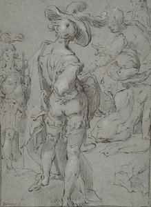 Jeune homme debout vu de dos, et autres figures - Unknown