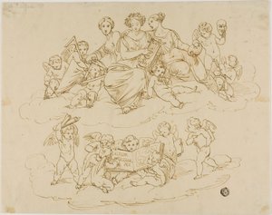 Les Trois Muses (Uranie, Terpsichore et Thalie) avec Putti