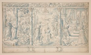 Trois scènes de la vie de Saint Jean-Baptiste ; Jean-Baptiste prêchant, Baptême du Christ, Décapitation de Jean-Baptiste - Unknown