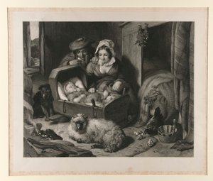 Jeune Couple avec Enfant Endormi - Unknown