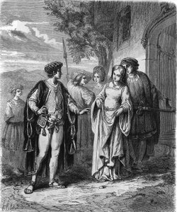 Costumes du 15ème siècle. Gravure du 19ème siècle