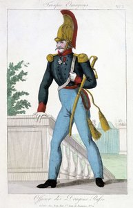 Illustration du 19ème siècle représentant un officier des dragons russes