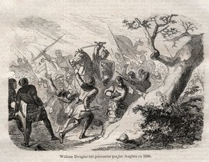 Arrestation de Sir William Douglas « le Hardi » (le Hardi), Seigneur de Douglas (1243 - 1298) en 1296 - gravure dans « Dictionnaire populaire illustré » - 1864 - par Joseph Decembre et Edmond Allonier - Unknown artist
