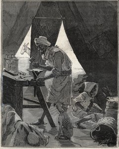 Un bijoutier kabyle en Algérie au XIXe siècle. Gravure de 1885 dans 
