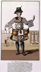 Un fabricant de cartes à jouer. Gravure du 17ème - 18ème siècle d