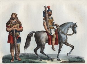 Un licteur militaire et un licteur militaire de la cavalerie - gravure de "Usi e Costumi di Tutti i Popoli dell