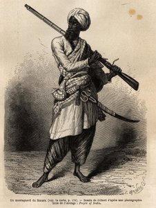 Un montagnard du Hazara (Pendjab, Inde). Gravure pour illustrer le voyage au Pendjab et au Cachemire, récit par Guillaume Lejean, en 1866, publié dans « Le tour du monde, nouveau journal des voyages » - Unknown artist