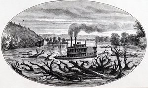 Un bateau à aubes sur le Missouri supérieur - Unknown artist