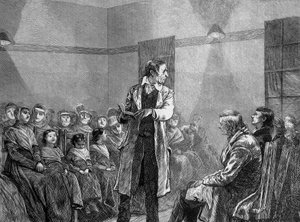 Un shaker ou quaker aux États-Unis lisant un texte