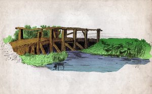 Petit pont en bois sur une rivière