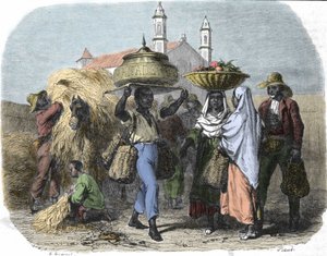 Un vendeur de pain itinérant à Cuba, gravure de 1870