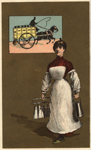 Un marchand de lait ambulant. Chromolithographie anonyme, fin du XIXe siècle. - Unknown artist