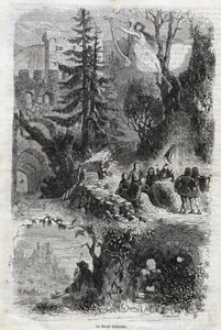 Harpe éolienne - instrument de musique joué par le vent - gravure de 1860 - Unknown artist