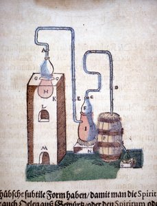 Alchimie : appareil de distillation, tiré d