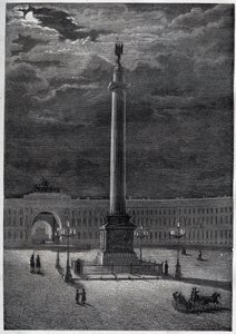 Colonne Alexandre à Saint-Pétersbourg, Russie - La colonne Alexandre à Saint-Pétersbourg - gravure de 1870 - Unknown artist