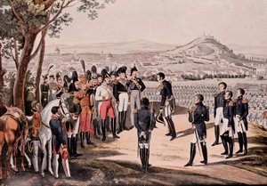 Les alliés de la Prusse sous Schwartzenberg ont vaincu les Français sous Marmont/Mortier (gravure)