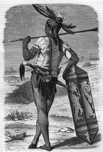 Un indigène Dayak résident de Sarawak, Malaisie au XIXe siècle dans le « Journal de la Jeunesse » de 1888