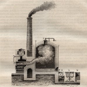 Appareil de Michel de Marseille, pour la distillation du soufre brut - gravure dans 