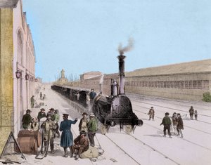 Arrivée du train de marchandises de la ligne Paris-Orléans - Gravure du 19ème siècle - Collection privée - Unknown artist