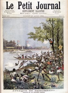 Attaque des Dahoméens repoussée par une canonnière française - dans "Le Petit Journal" du 20/08/1892