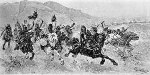 Invasions barbares - Les Huns - Gravure par U. Checa - Unknown artist