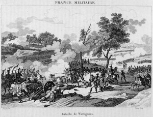 Bataille de Wattignies : Jourdan et Carnot remportent la victoire pour débloquer la ville de Maubeuge assiégée par les Autrichiens, octobre 1793. Gravure du 19e siècle