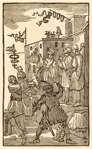 Voici Vanity Fair! de The Pilgrims Progress From This World, To That Which Is To Come par John Bunyan (1628-1688) Le chrétien entre dans la ville de Vanity Fair et voit des pèlerins enchaînés. - Unknown