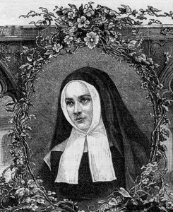 Bernadette Soubirous (1844-1879) en habit religieux. Gravure de 1877
