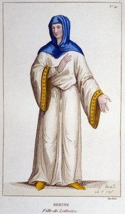 Berthe, fille de Lothaire II, Roi de Lotharingie. gravure de 1830