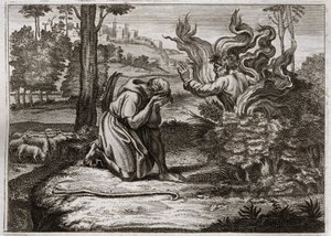 Bible de Royaumont, Ancien Testament : Buisson ardent. Dieu parle à Moïse du milieu d