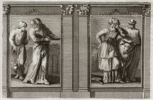Bible de Royaumont, Ancien Testament : Vêtements des prêtres. Figure des vêtements du Grand Prêtre et des autres Lévites. Illustration de 1811.