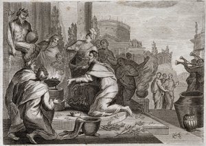 Bible de Royaumont, Ancien Testament : Chute de Salomon. Salomon est corrompu par les femmes et offre de l