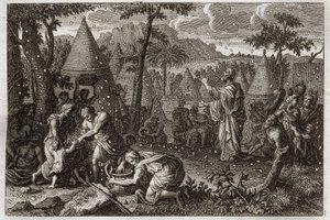 Bible de Royaumont, Ancien Testament : Les Juifs dans le désert (ou la récolte de la manne). Illustration de 1811. - Unknown artist