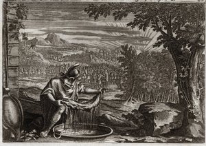 Bible de Royaumont, Ancien Testament : Miracle de la toison. Illustration de 1811.