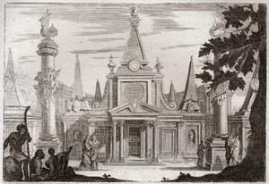 Bible de Royaumont, Ancien Testament : Simon Pontife. Simon Machabée succède à son frère Jonathan, élève un magnifique tombeau pour son père et ses frères, et est tué en trahison. Illustration de 1811. - Unknown artist