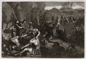 Bible de Royaumont, Ancien Testament : Voleurs de Siceleg. Des Amalécites viennent piller Siceleg en l