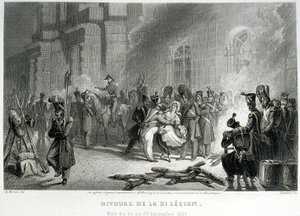 Bivouac de la XI Légion - nuit du 22 au 23 décembre 1830 - dans "Fastes des Gardes nationales de France" - Unknown artist