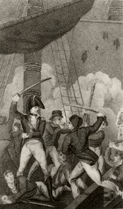 Barbe Noire abordant la Perle, commandée par le lieutenant Maynard - Unknown artist